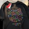 Яркая Кошка Малыш Мода Свободная Короткая Футболка для Унисекс и Женщин Оригинальная Яркая Поза Кошки Милые Футболки Парный Топ