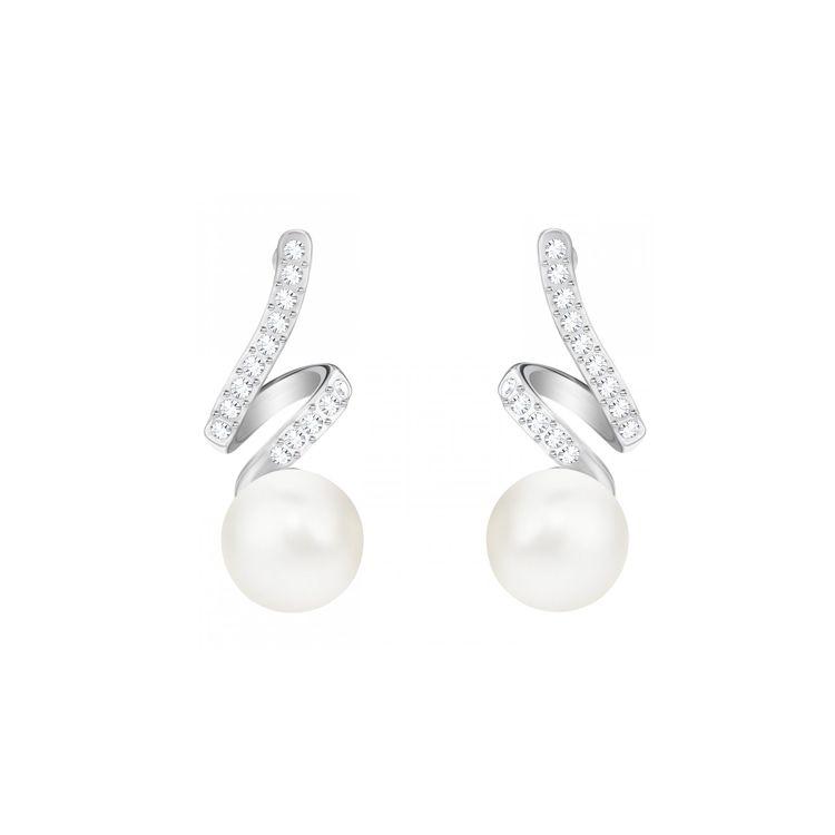 Swarovski Gabriella Spiral Pearl White Gold Plated Earrings Women earrings 5410976