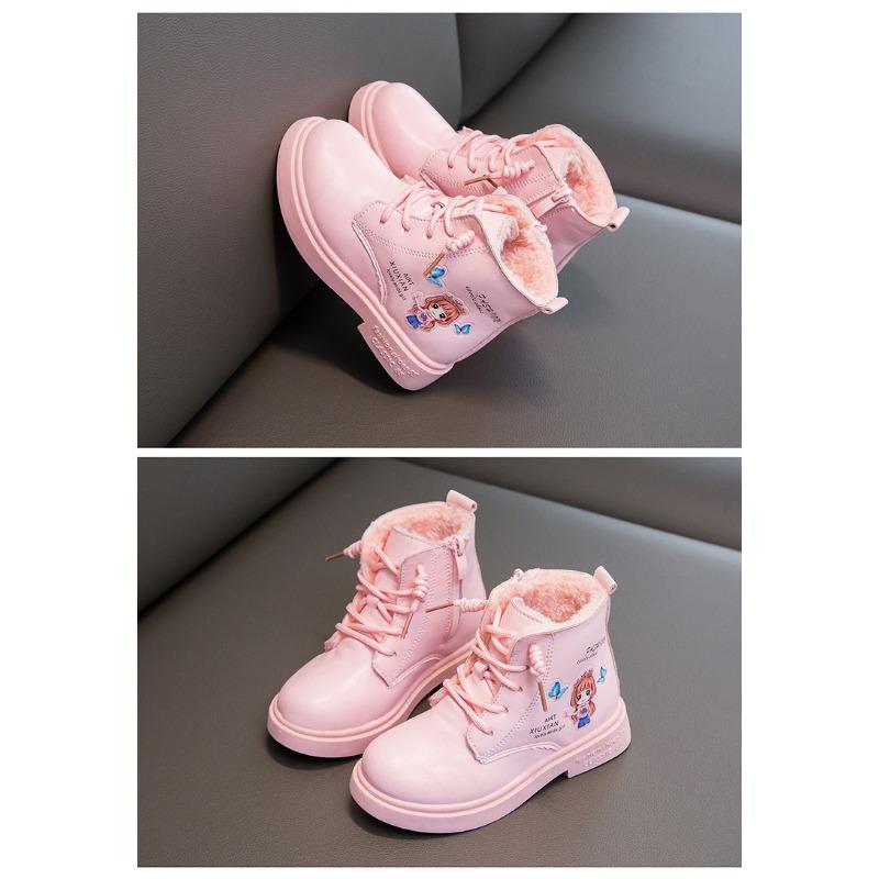 Модные милые туфли для девочек, зимние новые детские короткие ботинки, кожаные ботинки для принцессы
