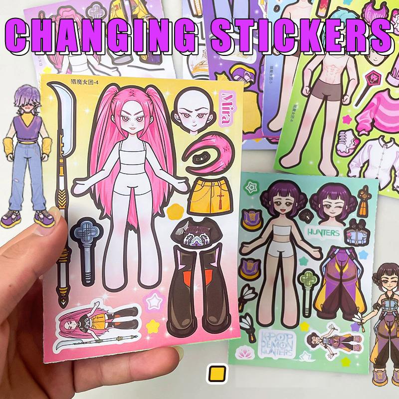 Demœ Hunters DIY Stickers Set Puzzle Face Changing Stickers Kpop DIY Phone Laptop Luggage Skateboard Graffiti Decals Kids Gift