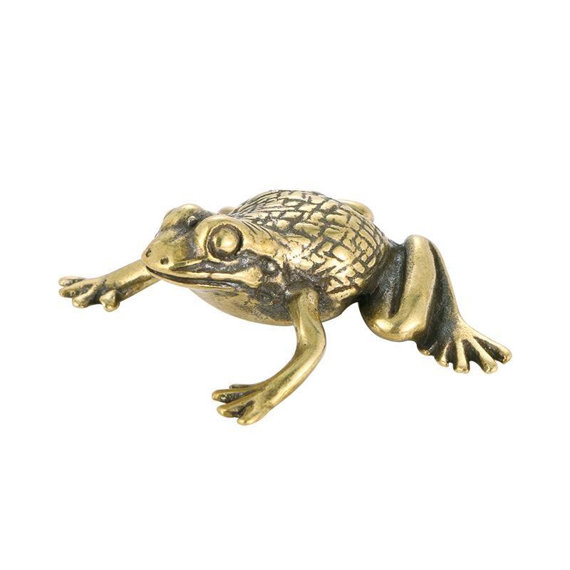 Solid Brass Lucky Rich Toads Frog Animal Statue Decor Tea Pet Bronze Ornaments Craft Collection NEW