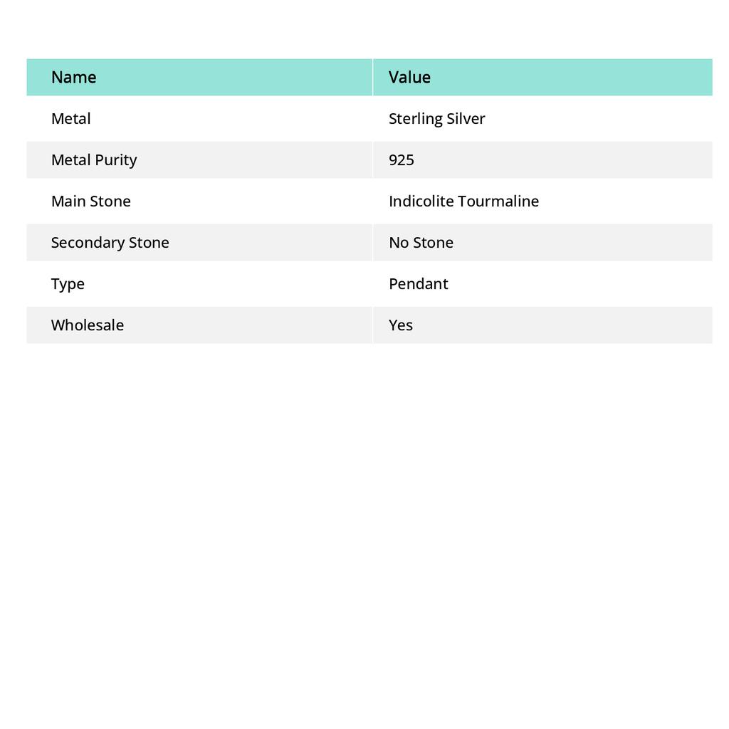 Подвеска из натурального индиголита и турмалина из стерлингового серебра 925 пробы 1,93 дюйма n0O97