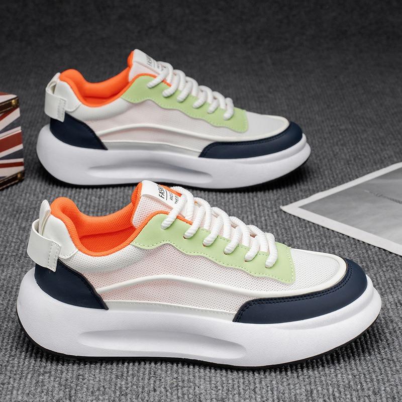 Men's Shoes New Mesh Breathable Little White Shoes Trendy Versatile Low-top Shoes Thick-soled Heightening Shoes Comfortable Casual Shoes