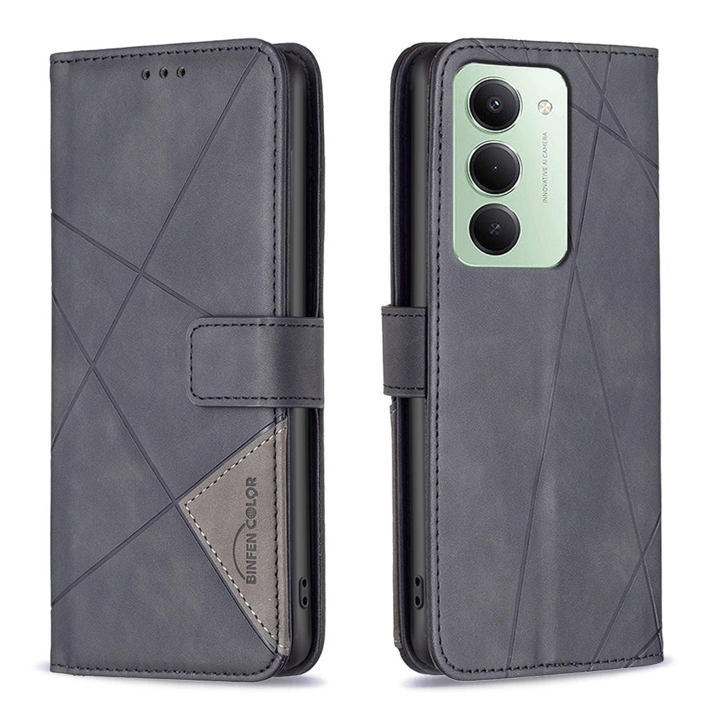 For Xiaomi Redmi 15 5G (Global) (169mm) Phone Case BINFEN COLOR Wallet Stand Geometry Imprinted Leather Cover
