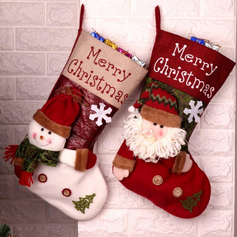 Christmas Stockings Gift Bags Large Small Candy Cartoon Xmas Decorations