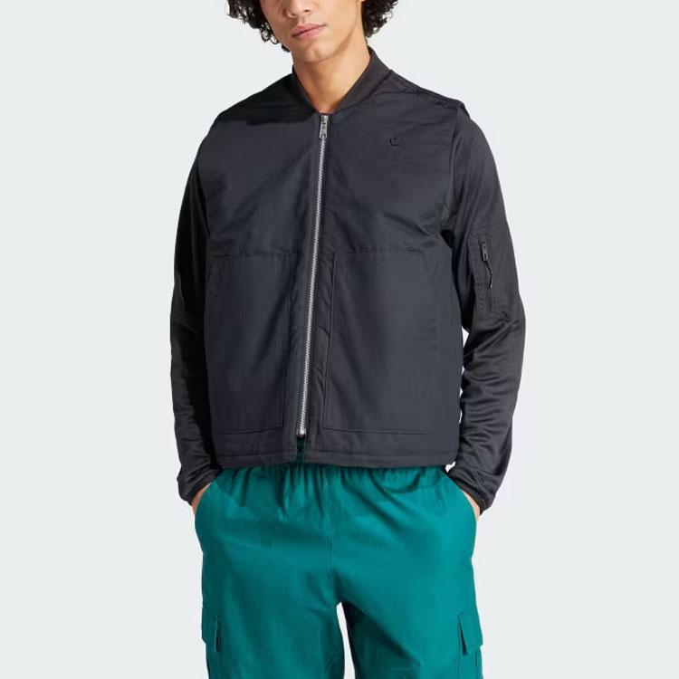 Adidas Мужской жилет Originals Solid Color Logo Zip с черными жилетами IR7735