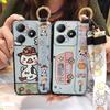 Dirt-resistant Cute Phone Case For Realme C63 4G/C61 4G Wrist Strap Kickstand Back Cover Anti-knock Lanyard Silicone