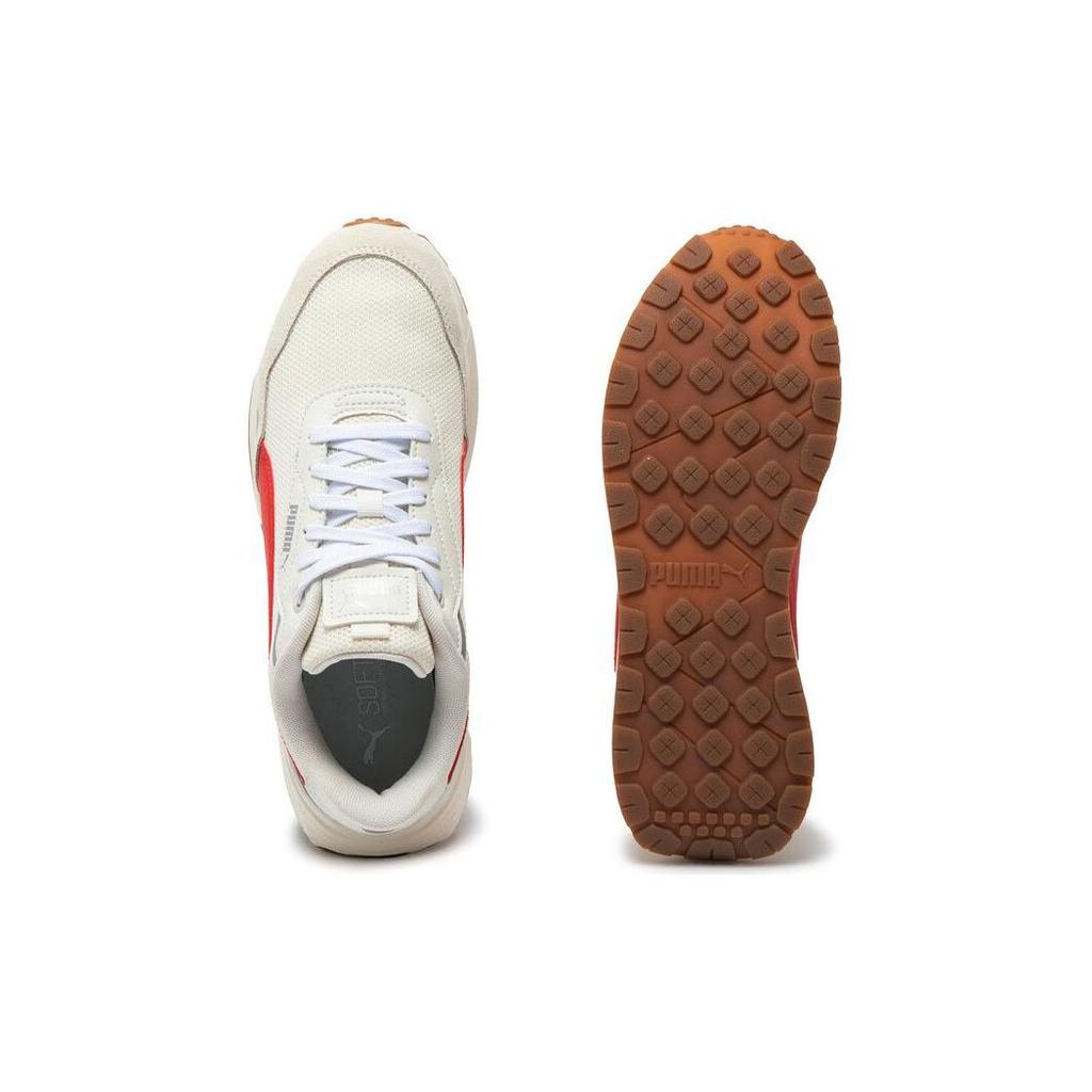Puma Runtamed Series Fabric Two-Layer Cowhide Synthetic Leather Sports Low-Top Lifestyle Shoes Unisex Sneakers White Red 389236-05