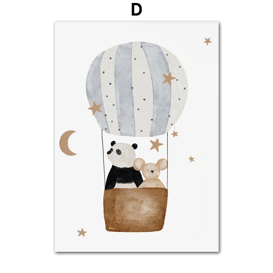 Cute Boho Animal Bear Hedgehog Koala Bee Rabbit Nursery Wall Art Canvas Poster And Prints Baby Kids Room Decor