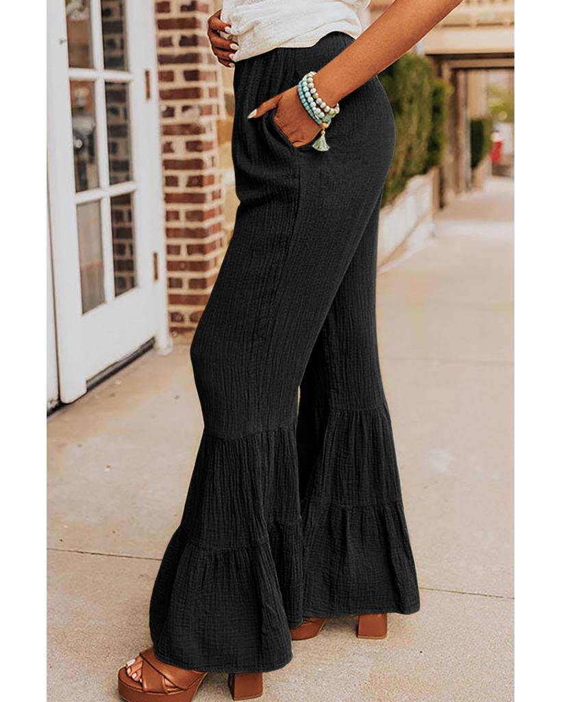 Azura Exchange Фактурные брюки-клеш с оборками