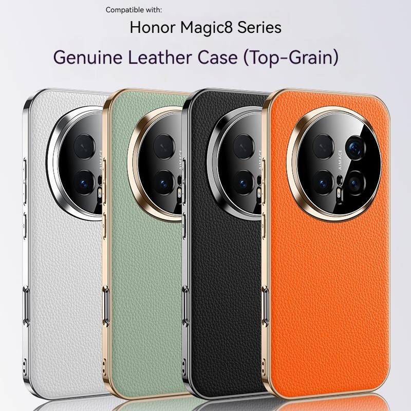 Чехол для телефона Honor Magic 8 7 6 Pro, Роскошный кожаный дизайн с узором личи, Полностью закрывающий камеру, Защитный чехол от падений