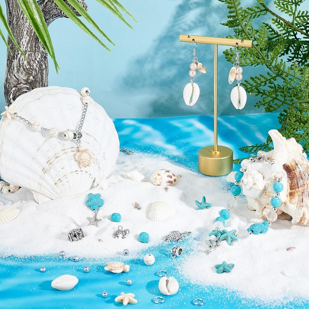 292 шт. Набор для изготовления бижутерии на тему океана, летние пляжные бусины, подвески с черепахой, русалкой, дельфином, морской звездой, сплав, морские подвески для браслета на щиколотку, изготовление ювелирных изделий