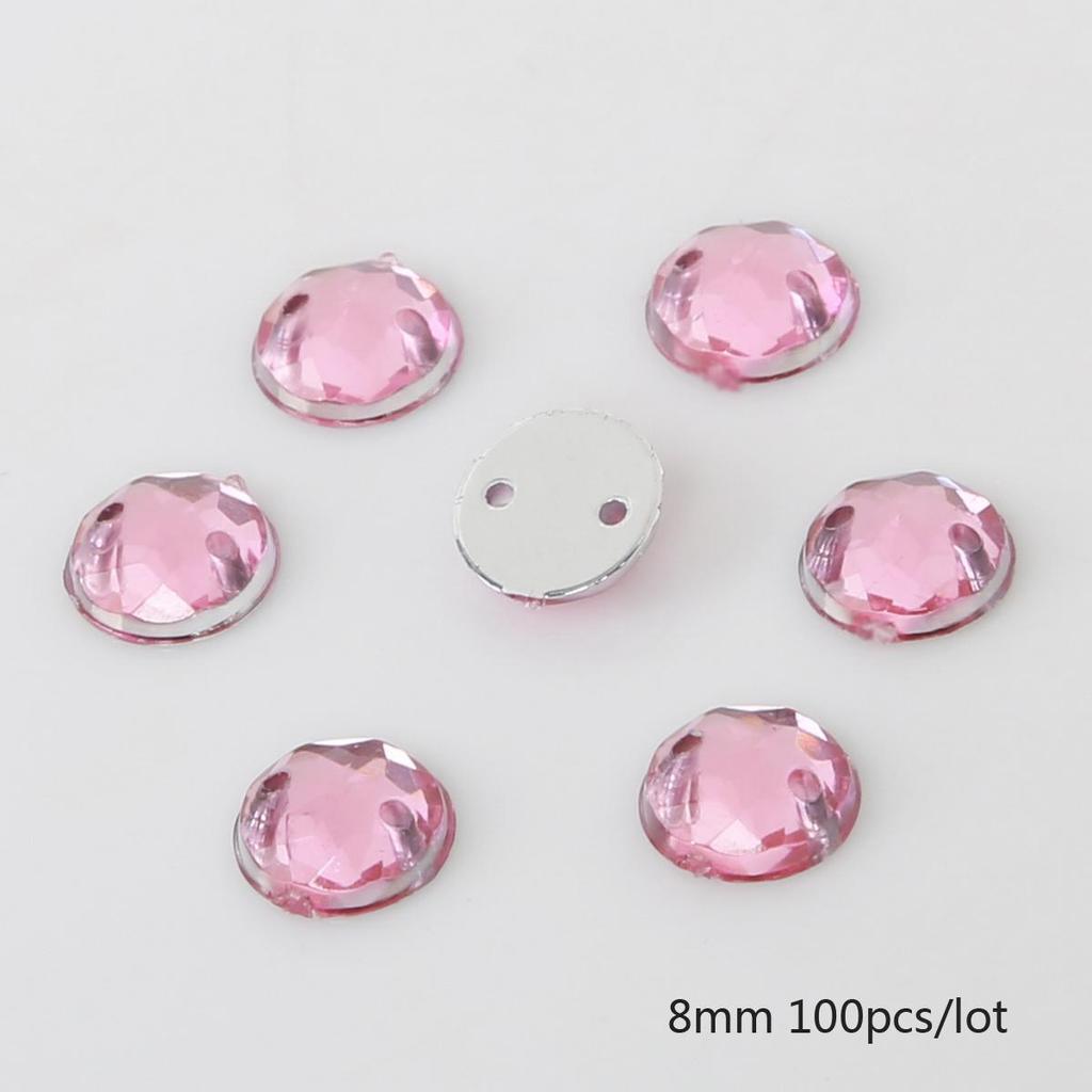 8/10/12mm Sewing Flatback Rhinestones Round Acrylic Beads Sew On Strass Crystal Stones For DIY Craft Scrapbook Decoration