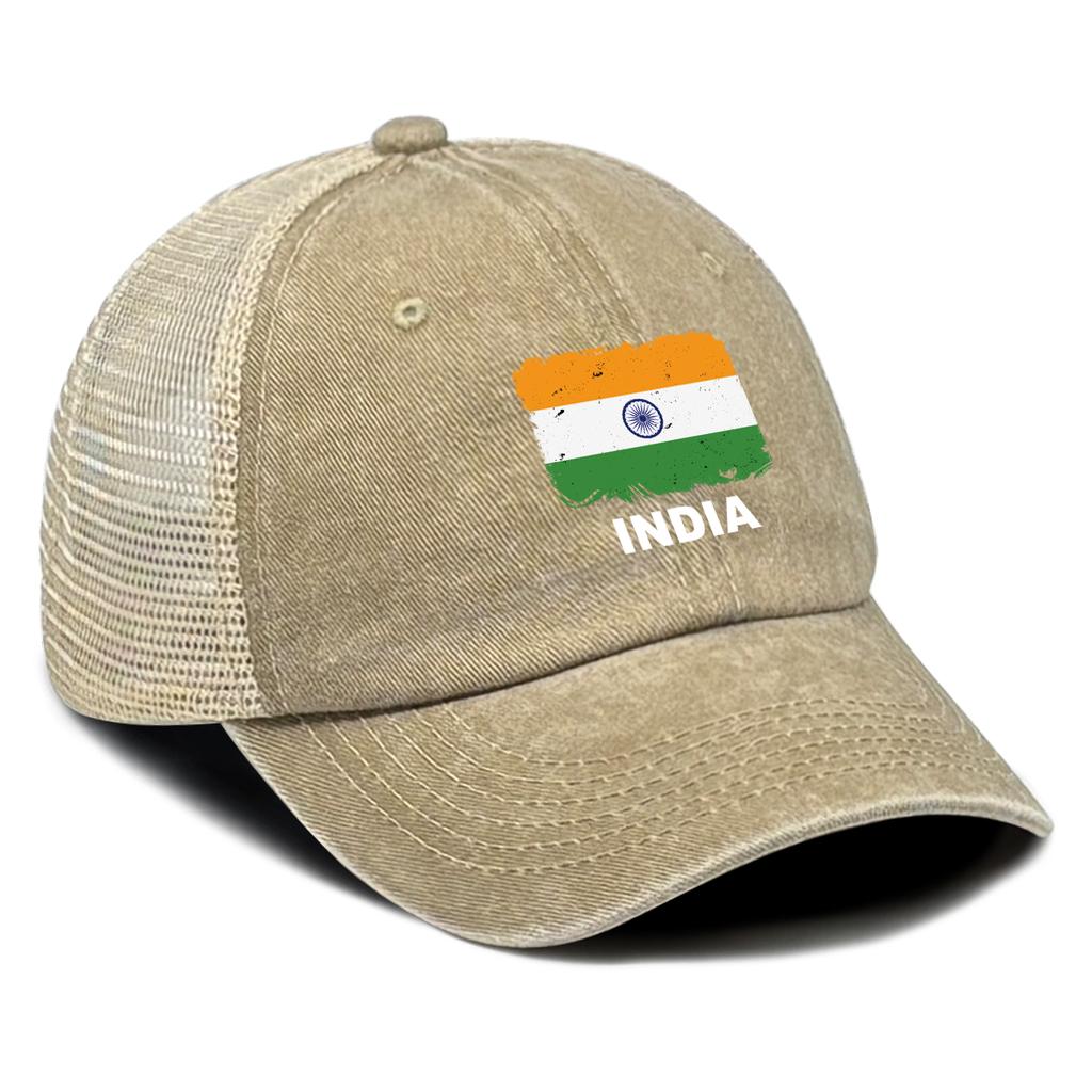 INDIA Flags Print Snapback Mesh Cap Snapback Cap Breathable Sporting Adjustable Baseball Hat Perfect For Urban Style