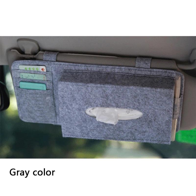 Car Sun Visor Tissue Box Felt Hanging Storage Bag Creative Auto Interior Organizer for Seat Back & Visor