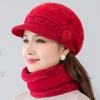 Winter Hat Keep Warm Cap Add Fur Lined Hat And Scarf Set Warm Hats For Female Casual Rabbit Fur Winter Knitted Hat