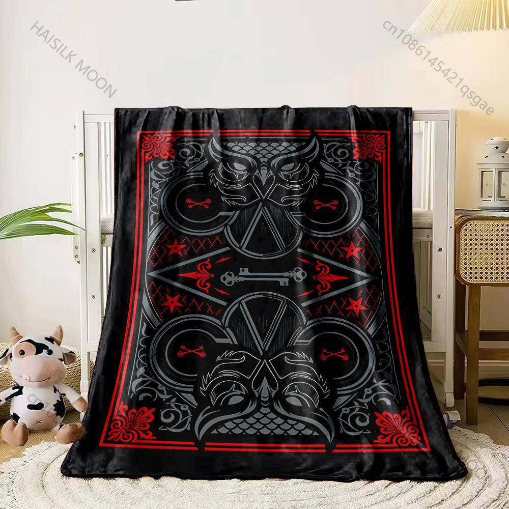 1PC Owl totem black keys symbols Print Adult Child Warm Blankets Home Travel Car Soft Comfortable Suitable for all seasons