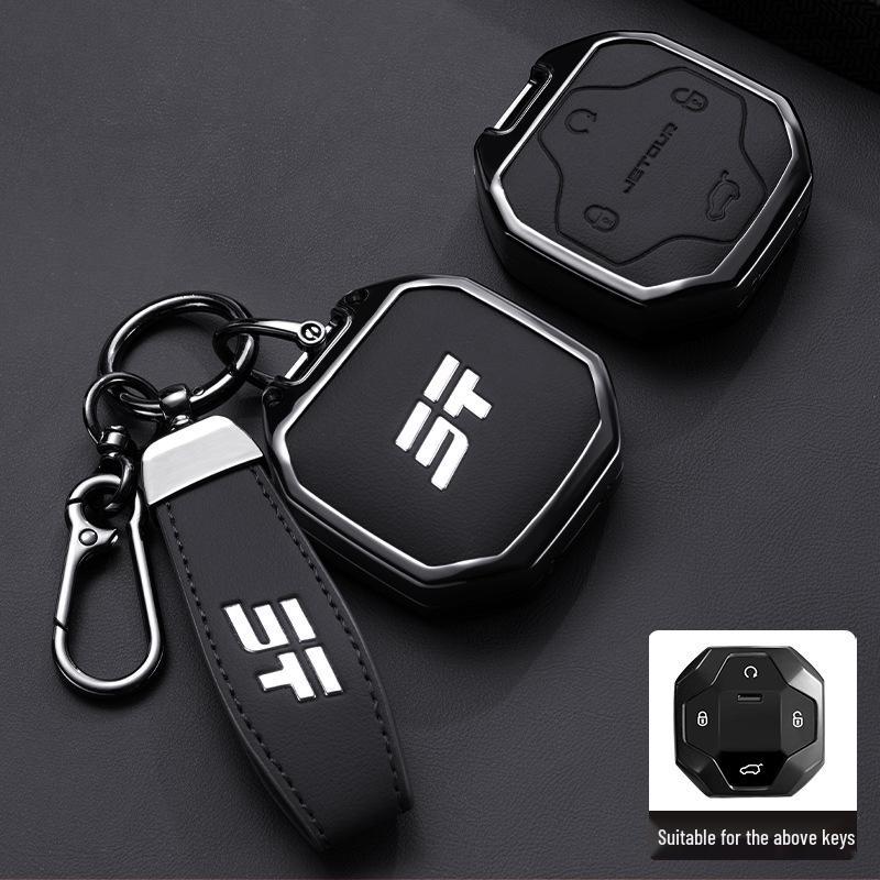 Чехол для ключа Jetour Traveler и Chery Shan Hai T2: 25 совместимых моделей, полное металлическое покрытие и пряжка.