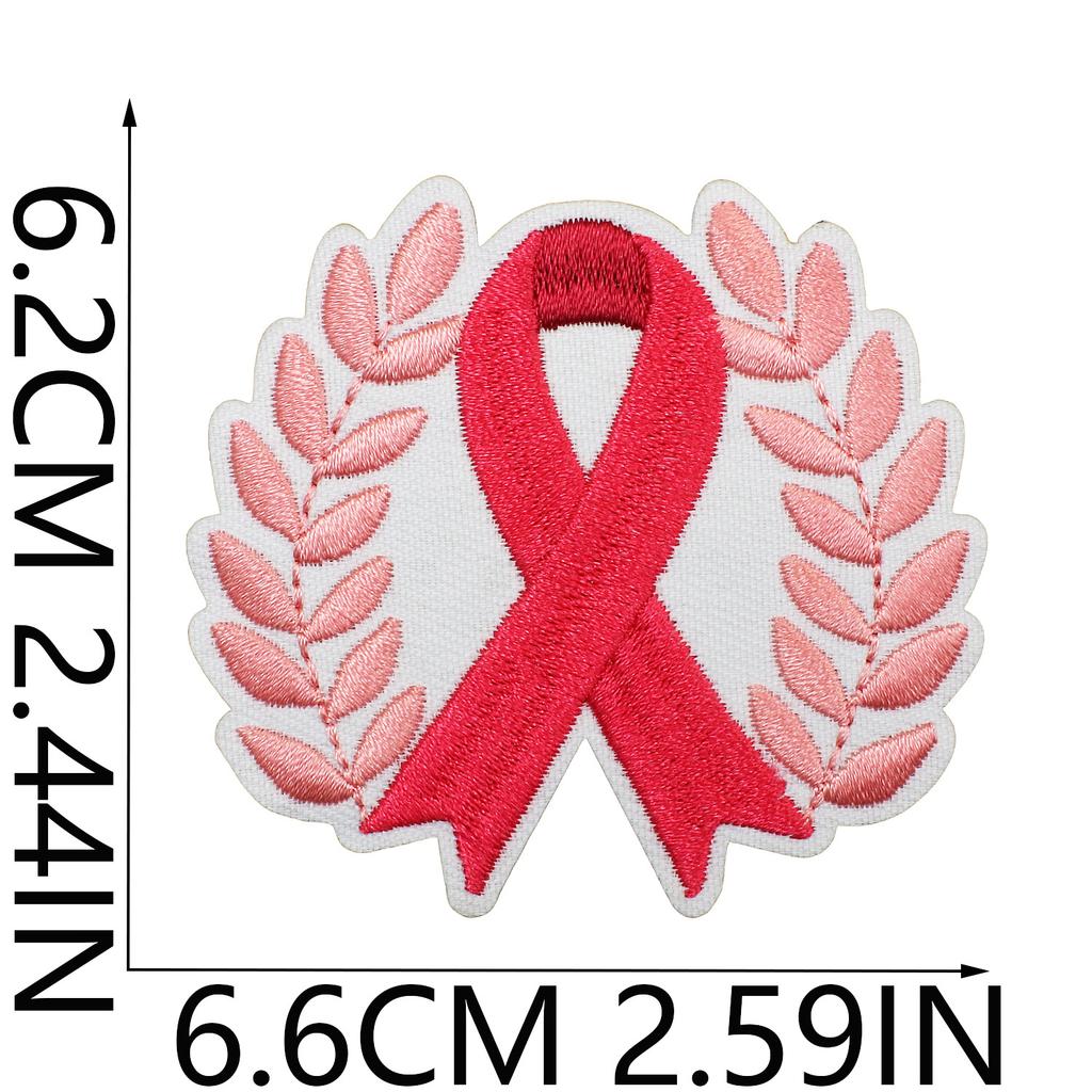 Health Day Embroidery Sticker Caring For Women Zhang Zai Computer Embroidery Label Clothes Bag Decoration Pink Ribbon Patch Sticker