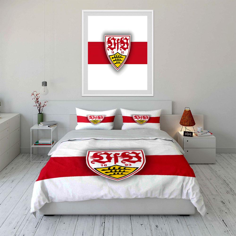 Red stripe, Stuttgart emblem. Bedding sets Duvet cover sets Duvet covers Pillowcases(1*Duvet Cover 2*Pillowcases without duvet insert)