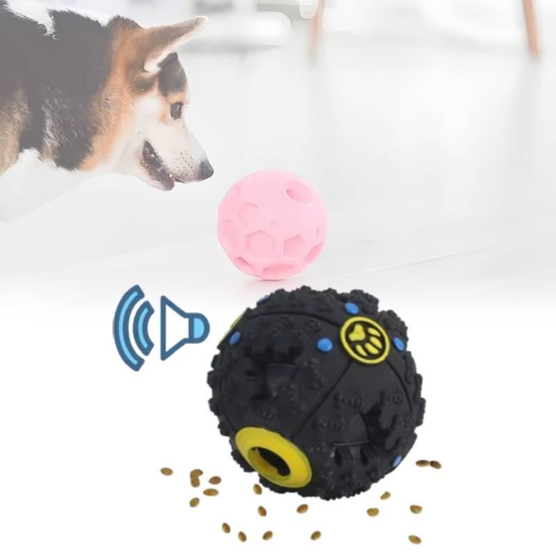 Захватывающий черный пищащий мячик-лакомство для собак. Идеален для жевания и здоровья зубов.
