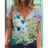 V-neck Short Sleeved Top with Sexy 3D Animal Butterfly Dragonfly Print Women's T-shirts