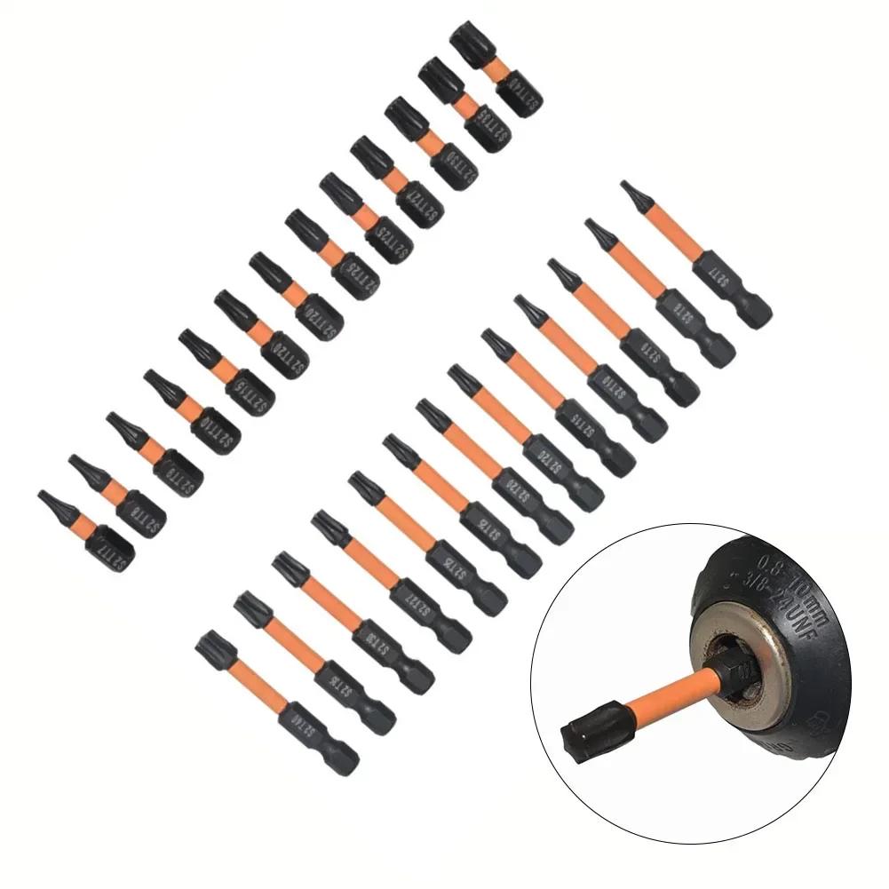 Набор Torx бит 13/26 шт. Защищенные от взлома Torx (звездочка) 1/4" шестигранный хвостовик Быстросменное соединение Для ударной дрели-шуруповерта