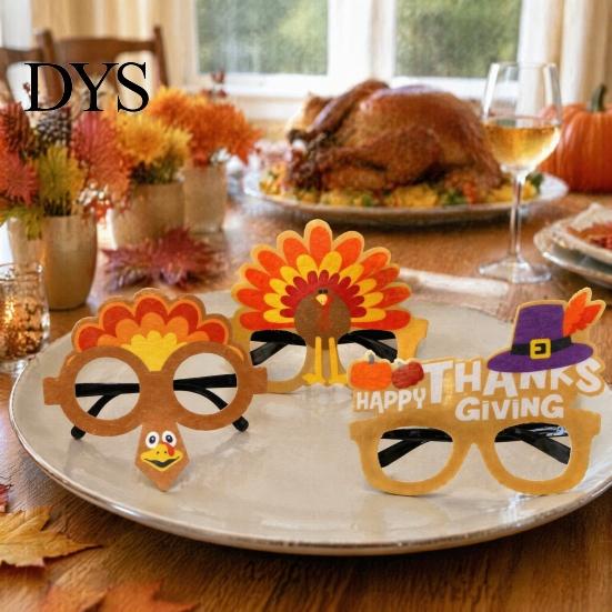 Cute Thanksgiving Gift for Parties Turkey Glasses, Funny Harvest Party Eyewear Kids Festive Orange Holiday Decorations Adults, Felt Pumpkin
