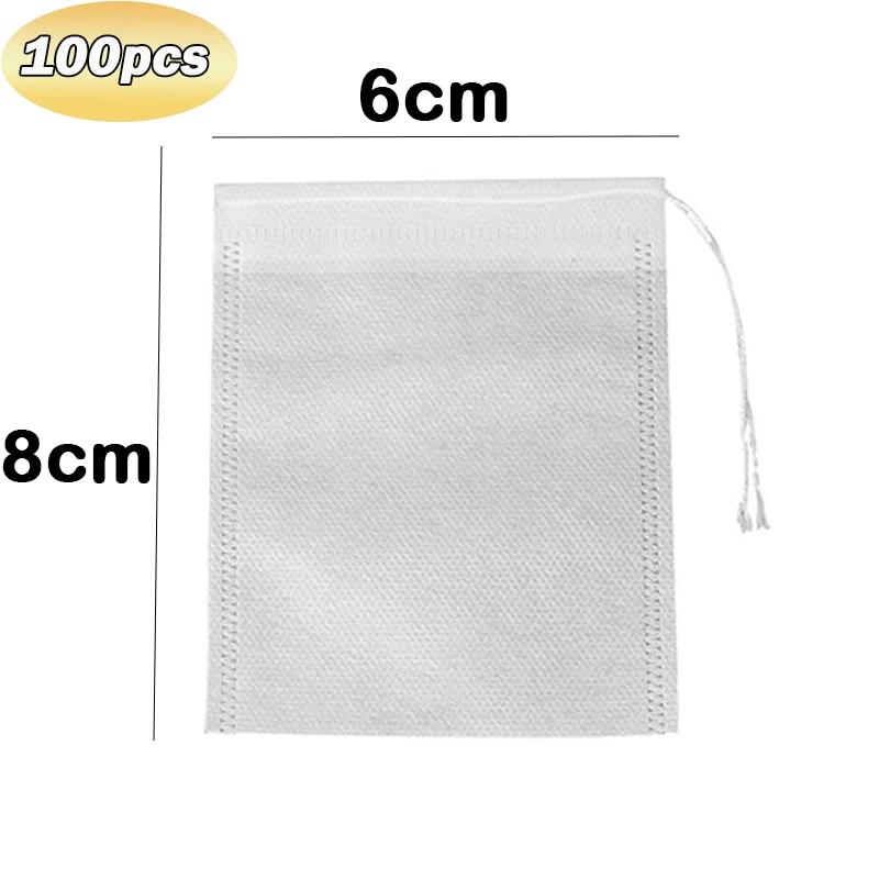 100 / Batch Tea Bags Disposable Non-woven Spice Tea Filter Bag with Rope Filter Paper Loose Tea Herbs De Especiarias Chá Solto