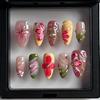 10Pcs 3D Floral Press-on Nails Thick Reusable Fake Nails with Gel Design