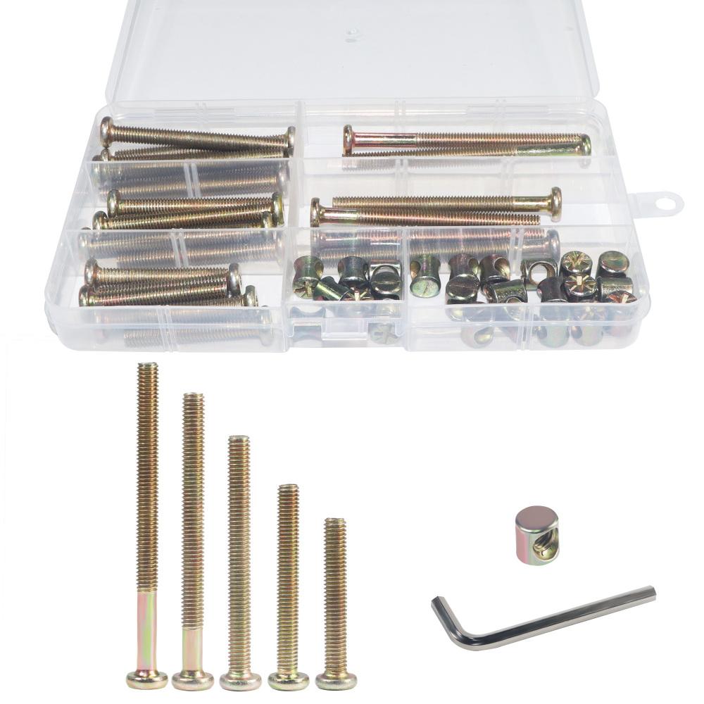 Socket Head Screws,24 Set M6 Bolts And Nuts Kit, M6 X 40mm/ 50mm/ 60mm/ 70mm/ 80mm ,Crib Screws Hardware Replacement Kit