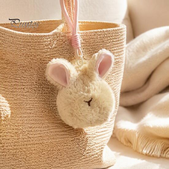Bag Decoration Pendant Plush Animal Keychain, Soft Stuffed with Braided Cord, Round Cute Keyring Bunny Sheep Charm for Backpack, Decorative Mini Doll