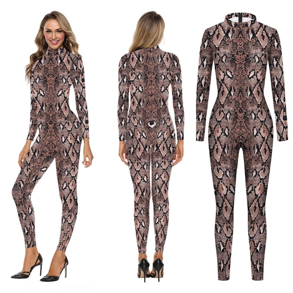 Женский мужской комбинезон с изображением животных, змеи, питона, 3D-печатный костюм для взрослых на Хэллоуин, костюм для косплея для танцевальной вечеринки