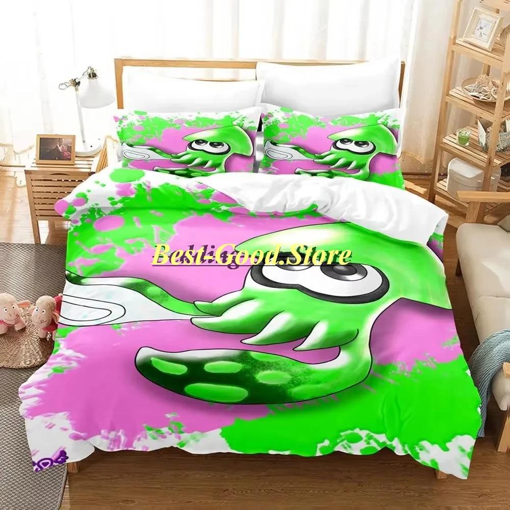 Splatoon 3 Inkling Squid Комплект постельного белья Single Twin Full Queen King Size Комплект постельного белья Aldult Kid Bedroom Комплект пододеяльников Комплект постельного белья