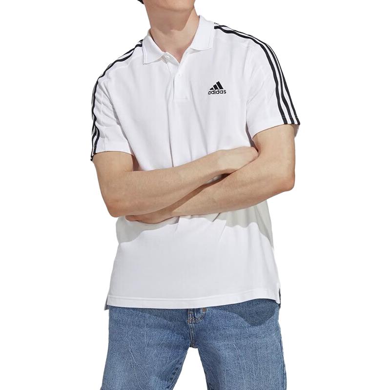 adidas Рубашка поло с коротким рукавом и вышитым логотипом, мужские топы, белые IC9312