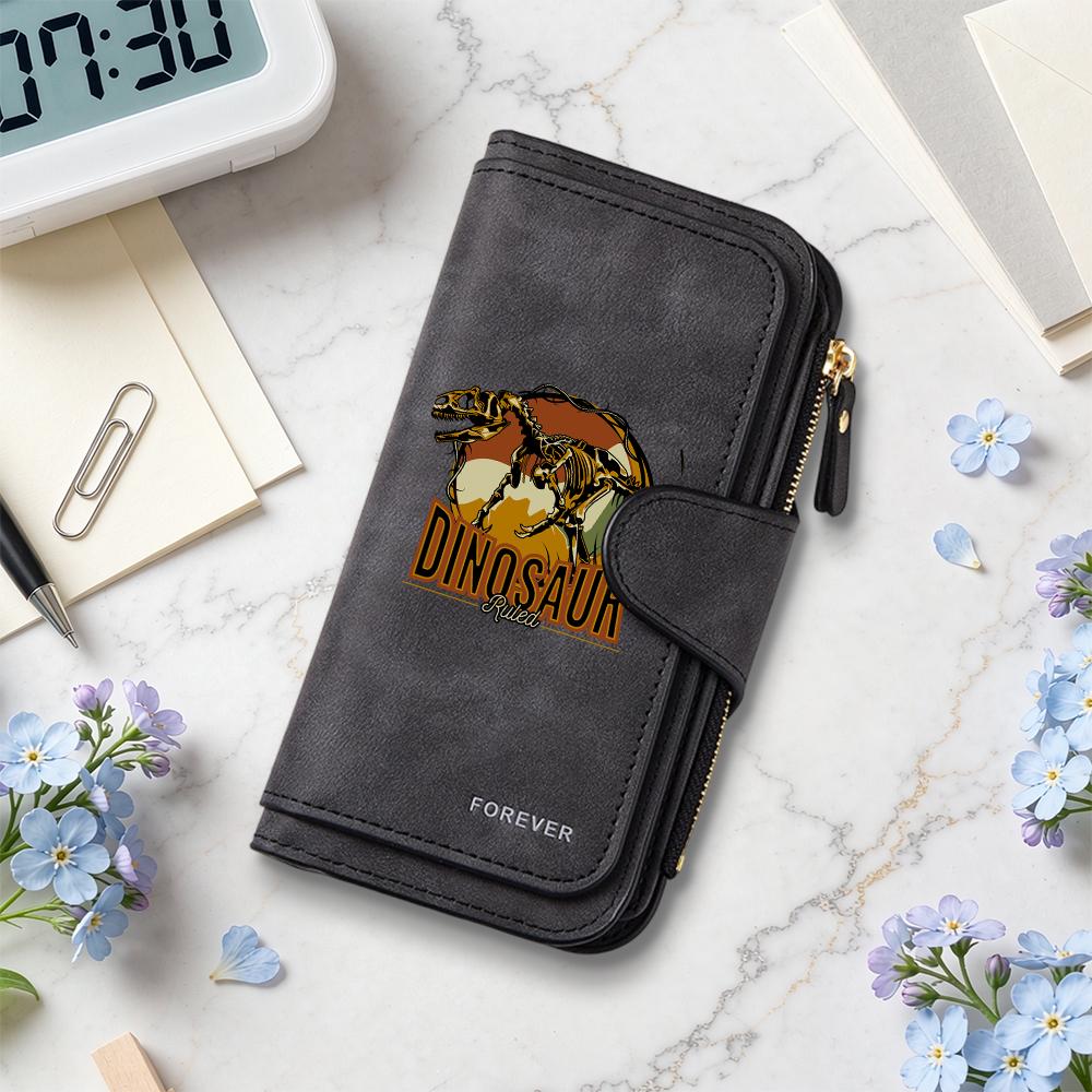 Vintage Dinosaur Print Long Wallet Fashion Casual Multi Card Slot Purse