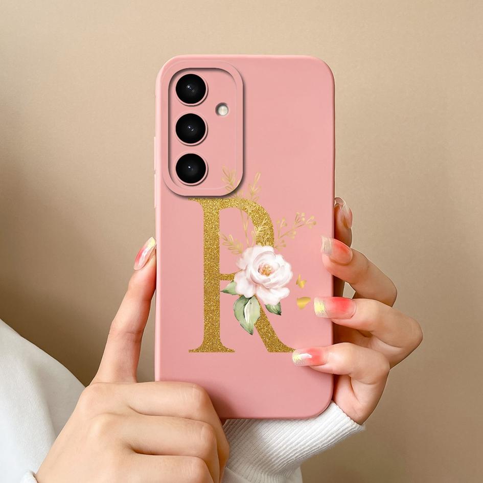 Flowers Letter Case For Samsung A05 A05S A16 S25 Plus S25Ultra A26 A56 F14 A36 Fashion Exquisite Pattern Soft Silicone Couples Covers For Samsung Capa