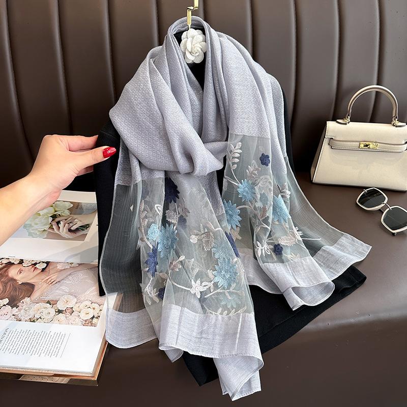 Luxurious Silk Blend Scarf - Soft, Breathable, Windproof, and Elegant Solid Color Shawl for Casual Travel, Beach, and Daily Wear