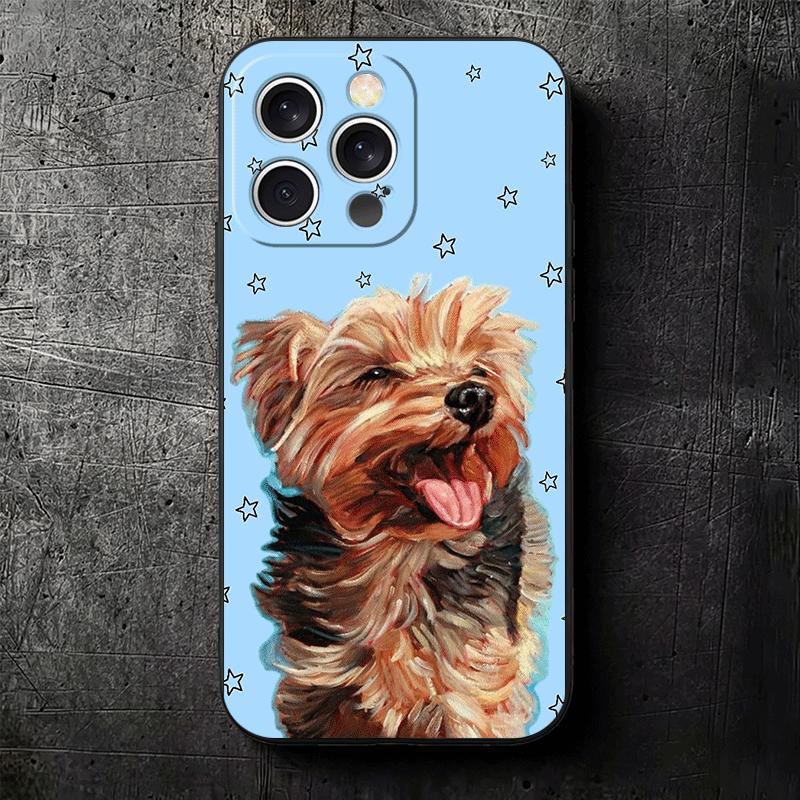 Йоркширский Терьер Собака Мягкий Чехол для Телефона для iPhone 16 16E 17 Air 15 Pro Max 14 Plus 13 Mini 11 12 7 Черная Крышка Задняя Панель