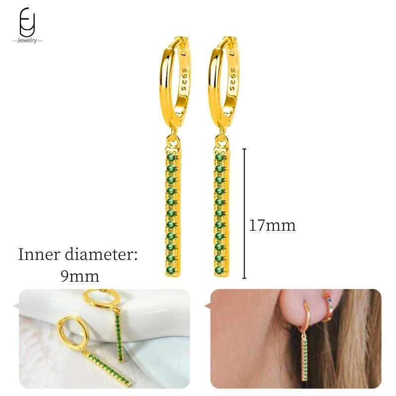 Серьги из стерлингового серебра 925 пробы с зеленым цирконом, золотые серьги-кольца в форме сердца для женщин, изящные пусеты, роскошные ювелирные изделия, подарки