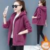 Velvet Fleece Hoodie Women's Thickened Loose Zipper Cardigan Outerwear Autumn Winter Casual Streetwear