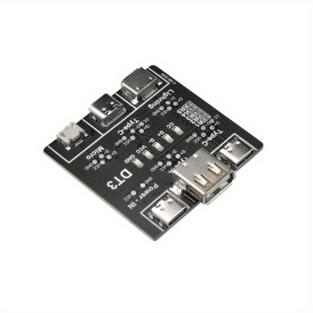 Компактная тестовая плата USB-кабеля DT3, Быстрый тестер для кабелей IOS Android Type-C, Портативный модуль PCB с защитой, Переключатель и световой индикатор