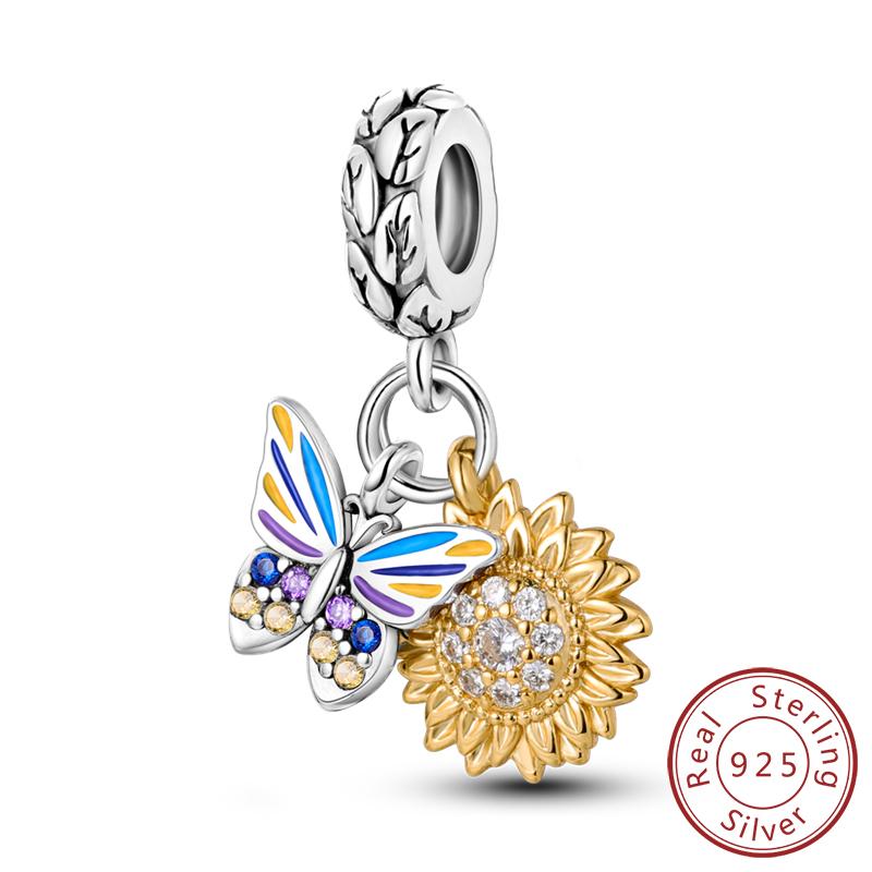 Оригинальные Шармы Бусины Медь Золотой Бант Леопард Кошка Собака Подсолнух Бусины Подходят для Подвески Браслет Женские Ювелирные Изделия Подарок