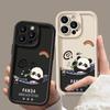 Ударопрочный чехол для телефона с милым принтом панды для iPhone 16 Pro Max 15 Plus 14 Pro 13 12 11 XR XS 8 7, защитный матовый мягкий бампер из ТПУ для линз