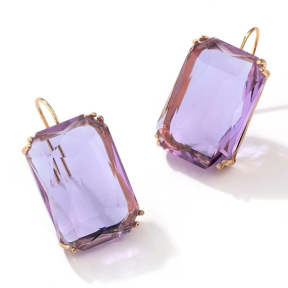 Pinkdudu Fashion Color Rhinestone Stud Earrings Simple Alloy Square Glass Earrings for Women Jewelry Gifts PD685