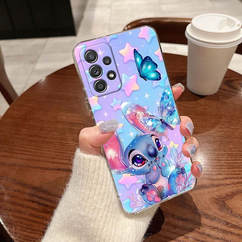 Прозрачный чехол Stitch для Samsung Galaxy A57 A37 A56 5G A36 Чехлы A55 A54 A35 A26 A07 A17 A16 A06 A34 A15 Ударопрочный чехол Бабочка