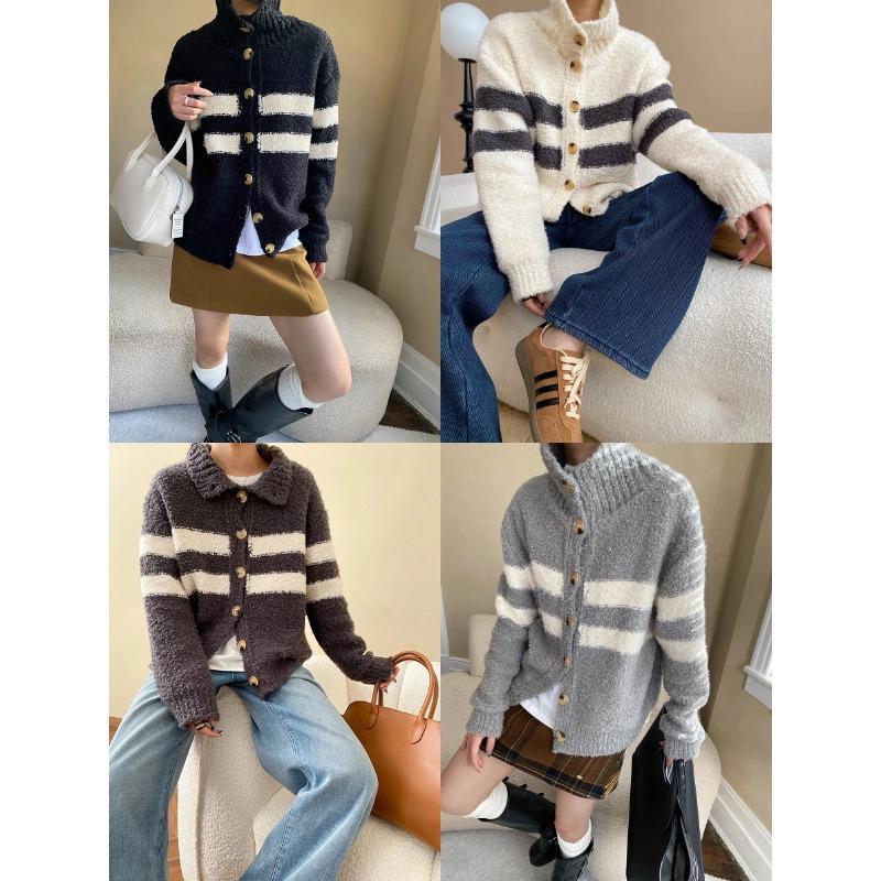 Синан Двусторонний Кардиган с Контрастными Полосками SN6889