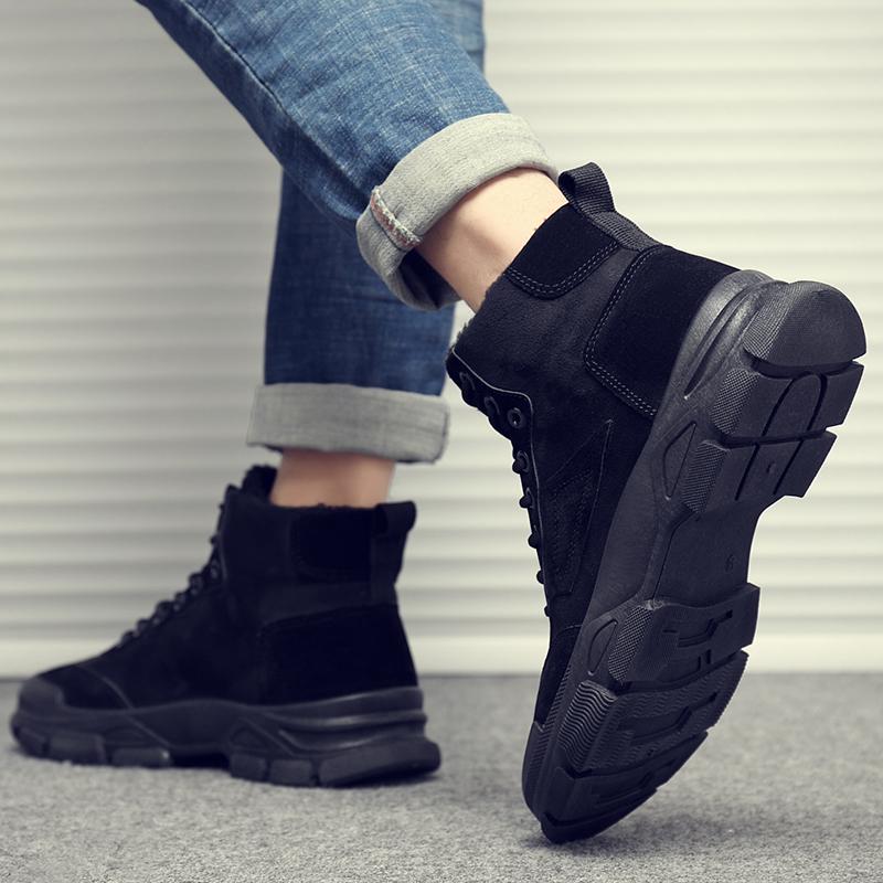 Fashion Men New High Quality Black Work Wear Boots Outdoor Anti Slip Comfort Casual Shoes Warm Fashion Ankle Boots Men's Winter Shoes