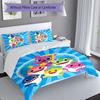 3pcs Baby Shark pattern bedding set duvet cover set includes duvet cover &pillowcases, perfect all season bedroom decoration & gift