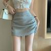 Юбки с присборкой для женщин, мини, сексуальные, для девушек, летняя одежда High Street, модная, однотонная, удобная, дышащая, универсальная, горячая и сладкая
